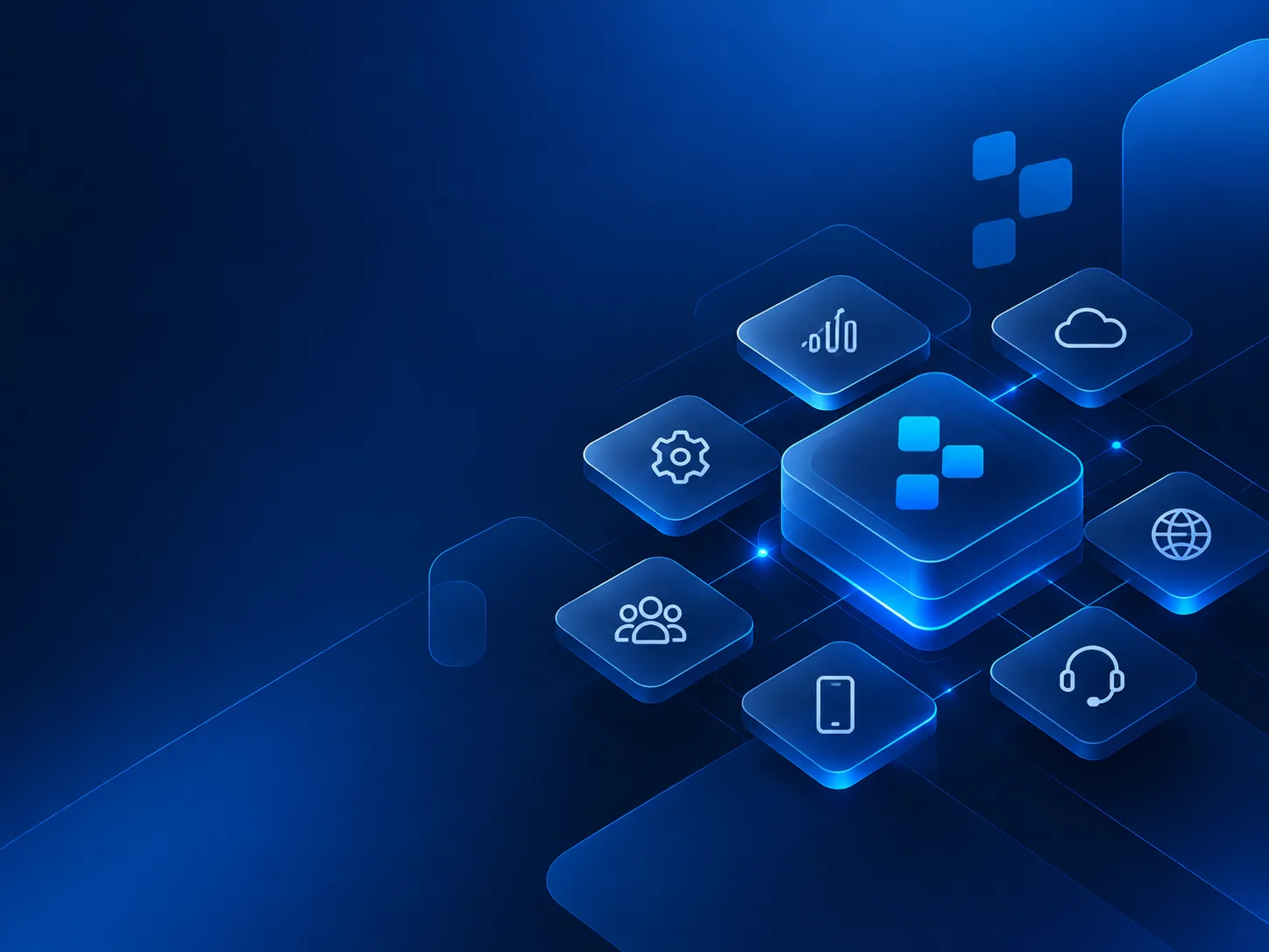 ERP, CRM, bulut, web, mobil ve IT destek hizmetlerini temsil eden BlueSys teknoloji ağı